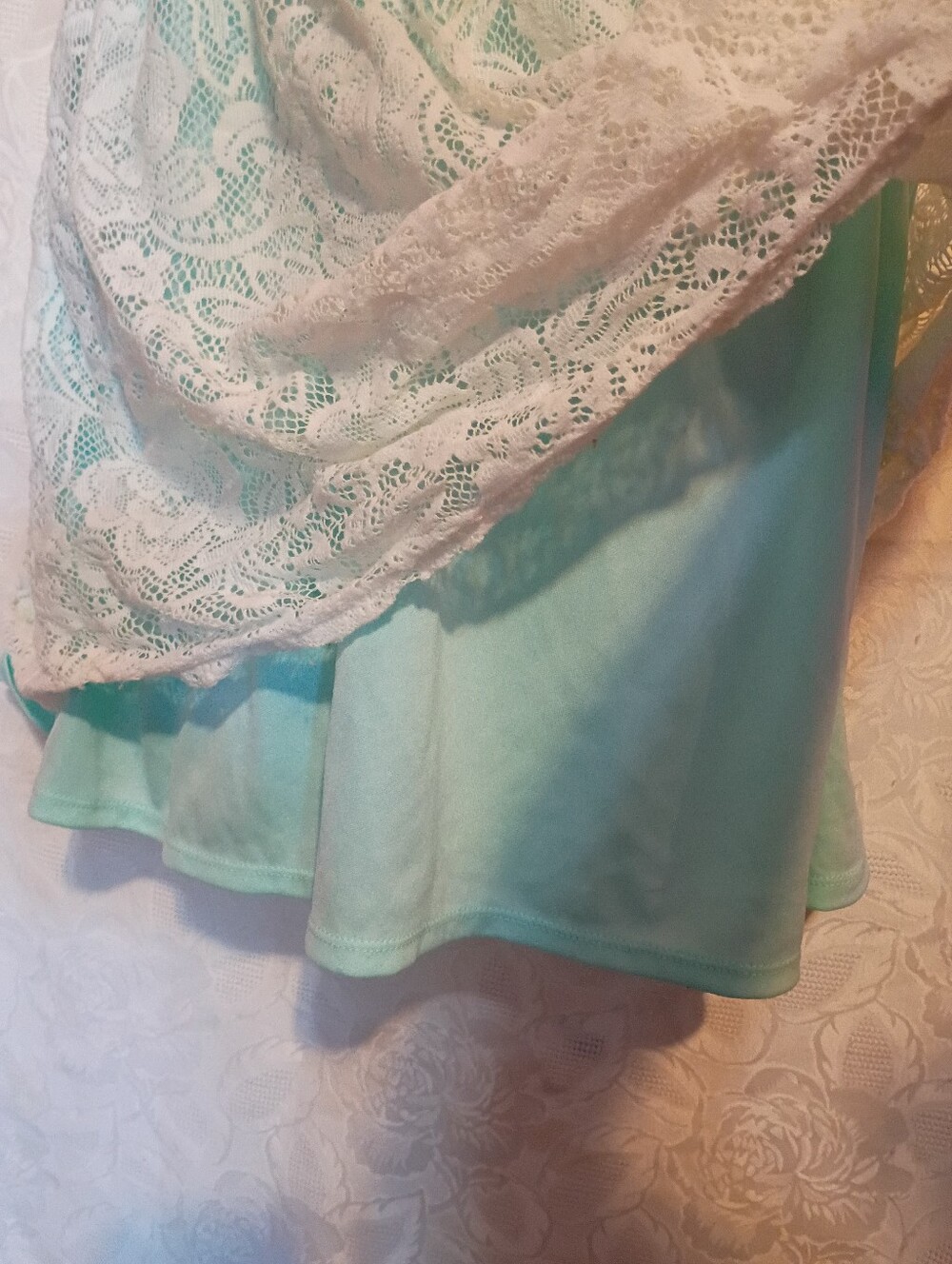 IZ BYER LADIES MINT GREEN Dress W/LACE ACCENT Sz M - Picture 4 of 7